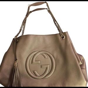 💯 AUTHENTIC LIKE NEW Gold Gucci Soho Hobo Purse